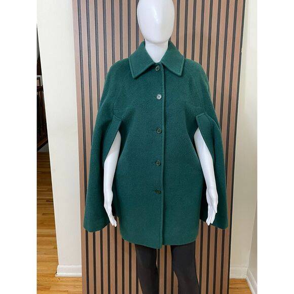 Pendleton Women's Green Cape Virgin Wool Overcoat 2Xl Single-Breasted Vintage - Picture 1 of 8
